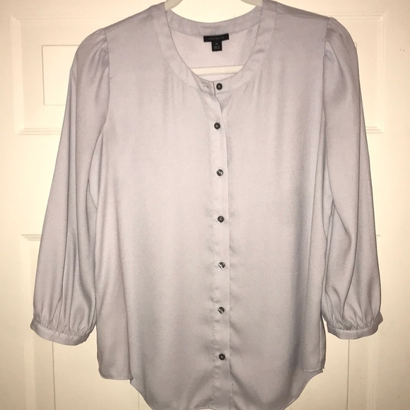 Ann Taylor Tops - Ann Taylor light gray dress shirt blouse